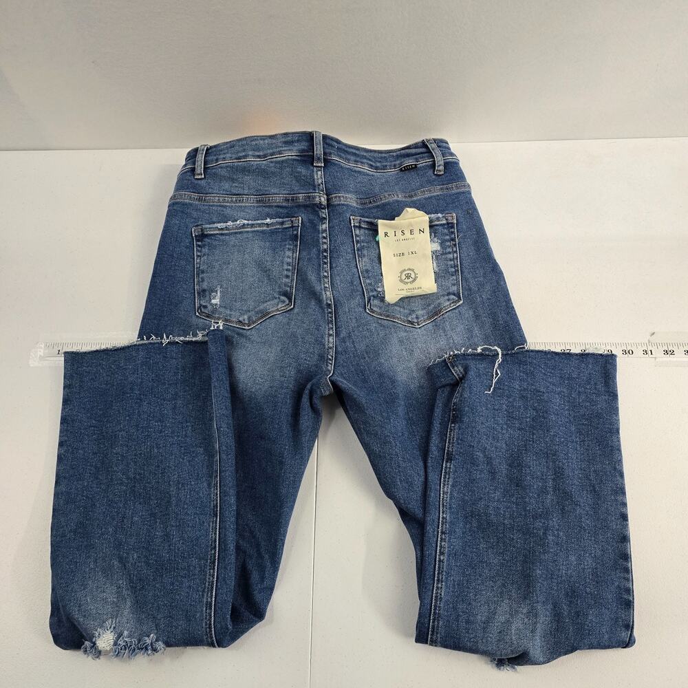 Women's Blue Distressed Skinny Jeans - Picture 3 of 12
